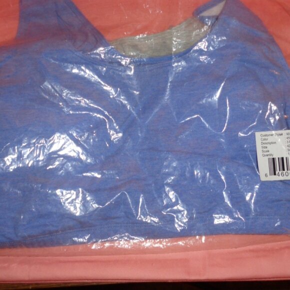 BRAND NEW FRUIT OF THE LOOM 2 PAK SPORTS BRAS-GRAY AND BLUE-SZ LARGE/TALLA 42 - Picture 2 of 4